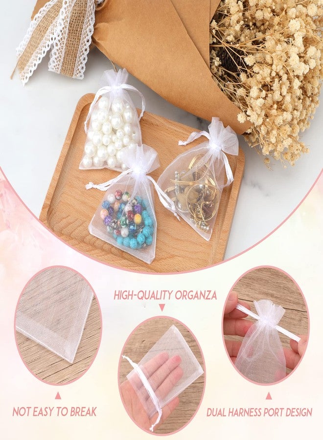 joycraft 50Pcs Organza Bags, 2x3 inch Gift Favor Bags, White Wedding Favor Bags, Jewelry Pouches with Drawstring, Mesh Bags Drawstring for Jewelry, Festival, Makeup, Candy, Desserts - Image 3